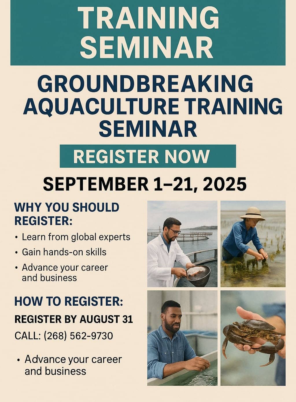 Register now for Groundbreaking Aquaculture Training Seminar