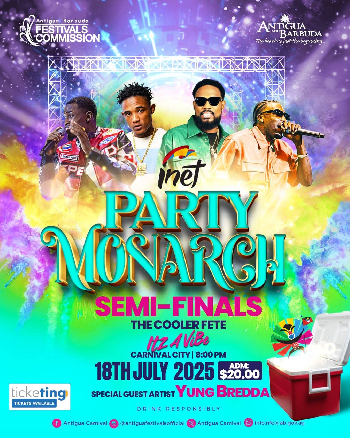Carnival’s Ultimate Cooler Fete Returns at the INET Party Monarch Semi-finalist Competition Set for July 18th at Carnival City