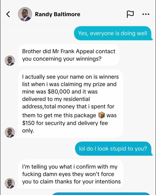 Fake TikTok Account Impersonating Randy Baltimore Sparks Scam Alert