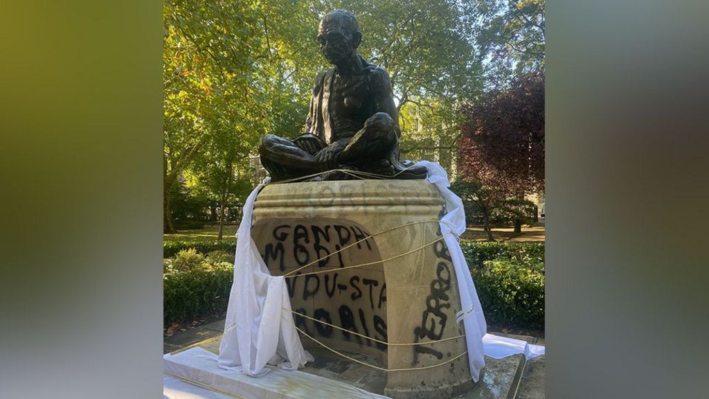 India calls Gandhi statue defacement in London ‘shameful’