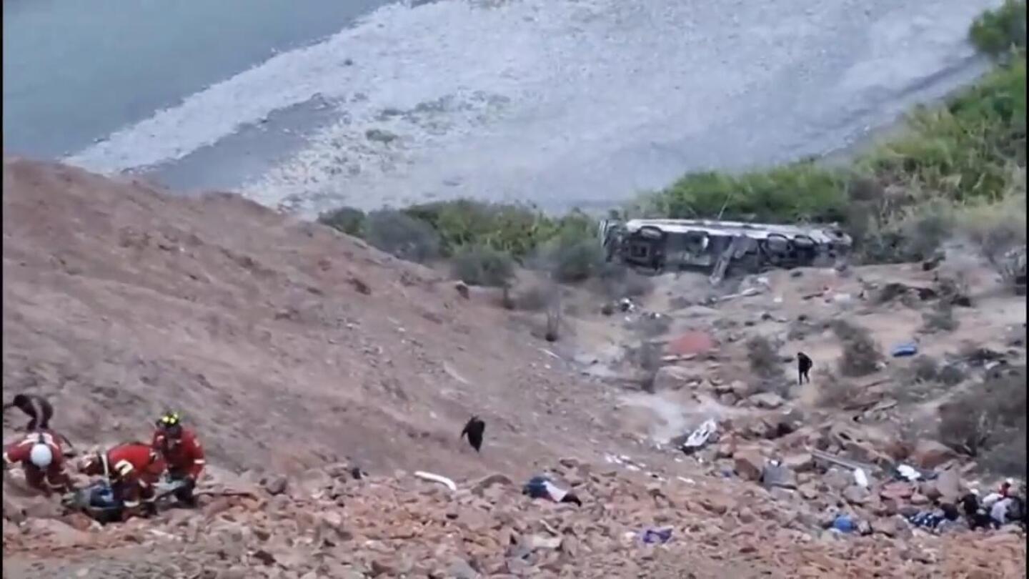 Passenger bus plunges into a ravine in southern Peru killing at least 37