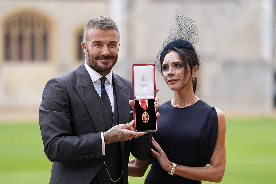 Football star David Beckham receives knighthood from King Charles at Windsor Castle