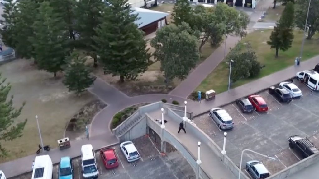 Drone footage shows Bondi Beach gunmen on bridge