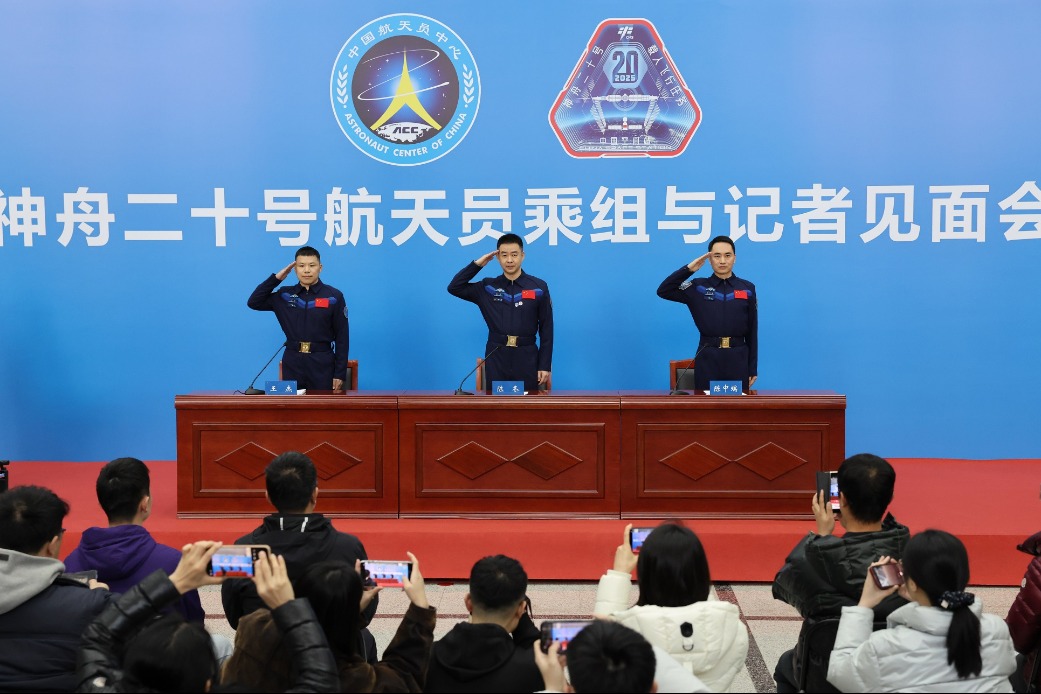Astronauts of China’s Shenzhou XX mission meet press after return from space
