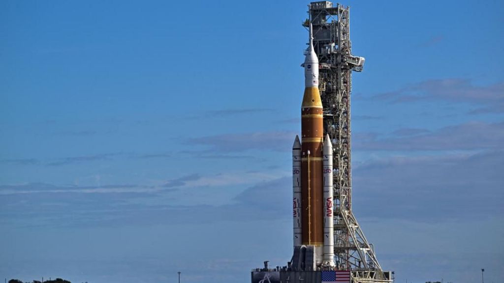 Artemis II: Nasa’s mega Moon rocket arrives at launch pad