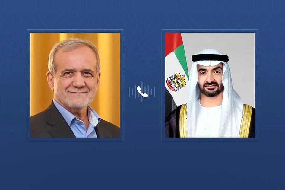 Sheikh Mohamed discusses UAE-Iran relations, regional issues in phone call with Pezeshkian