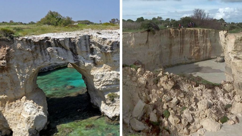 Italy’s ‘Lovers’ Arch’ collapses into sea on Valentine’s Day