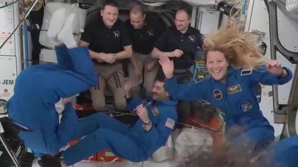 Watch: Moment crew docks at International Space Station