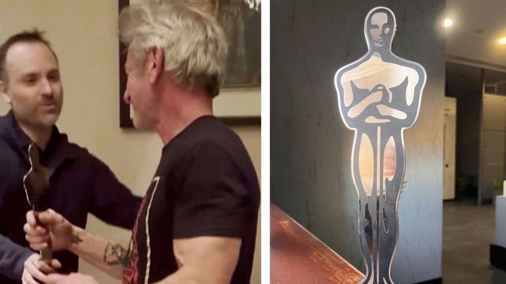 Watch: Sean Penn receives ‘Oscar’ in Ukraine after skipping US ceremony