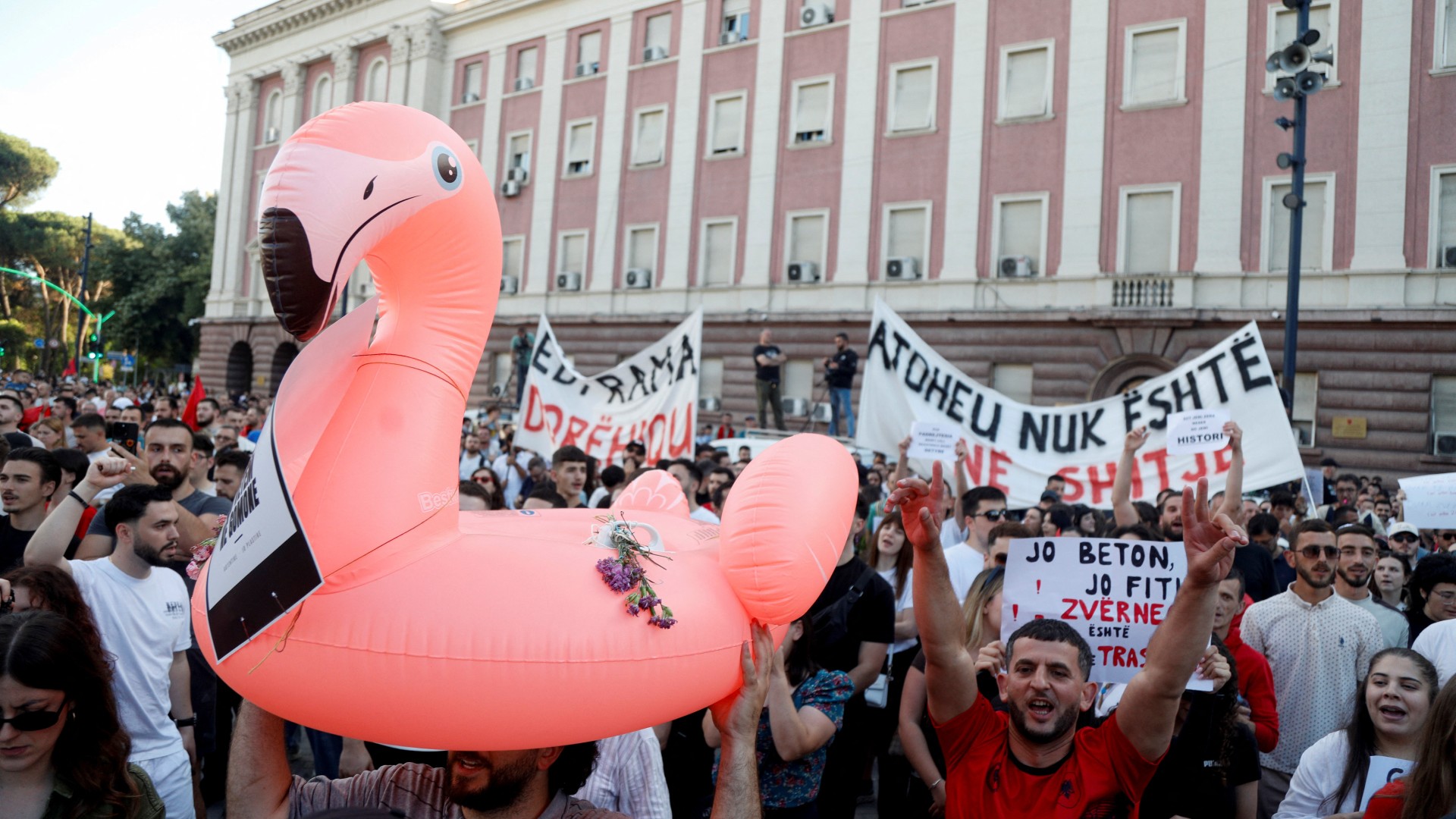 Albanians protest against Kushner-backed project threatening the environment