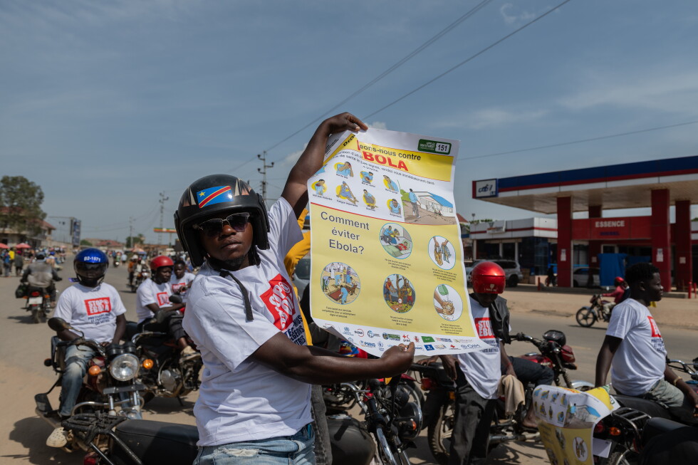 Motorcycle taxi drivers in Congo rally for Ebola awareness as attacks hinder response