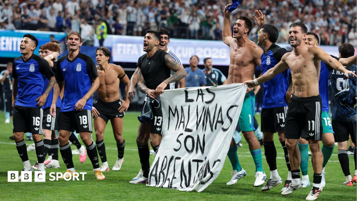 Argentina face action after waving Falklands banner