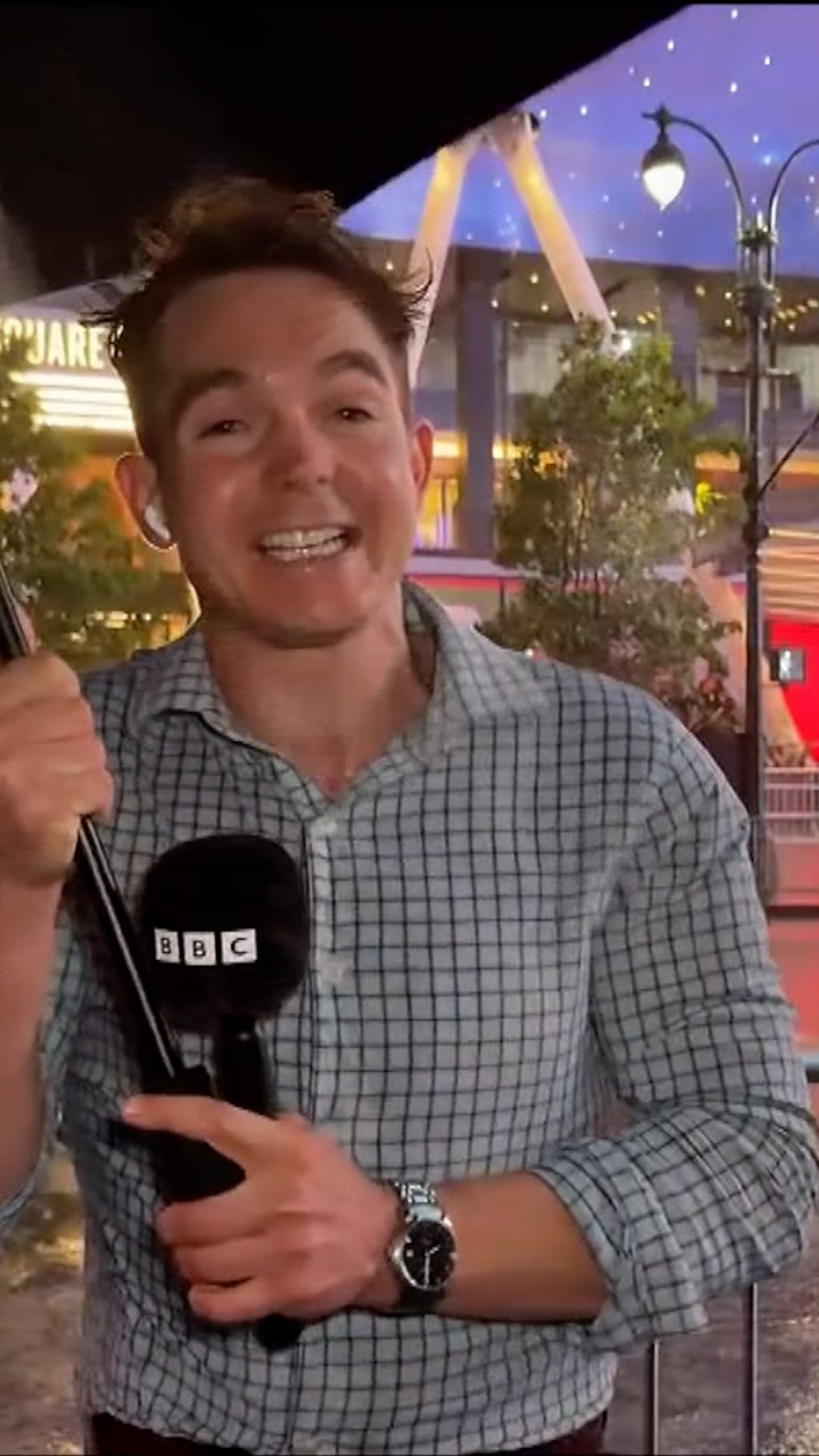 Storm halts live BBC report on Taylor Swift wedding