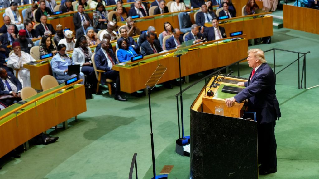 American power, AI and a walkout – key moments from Trump’s UN speech