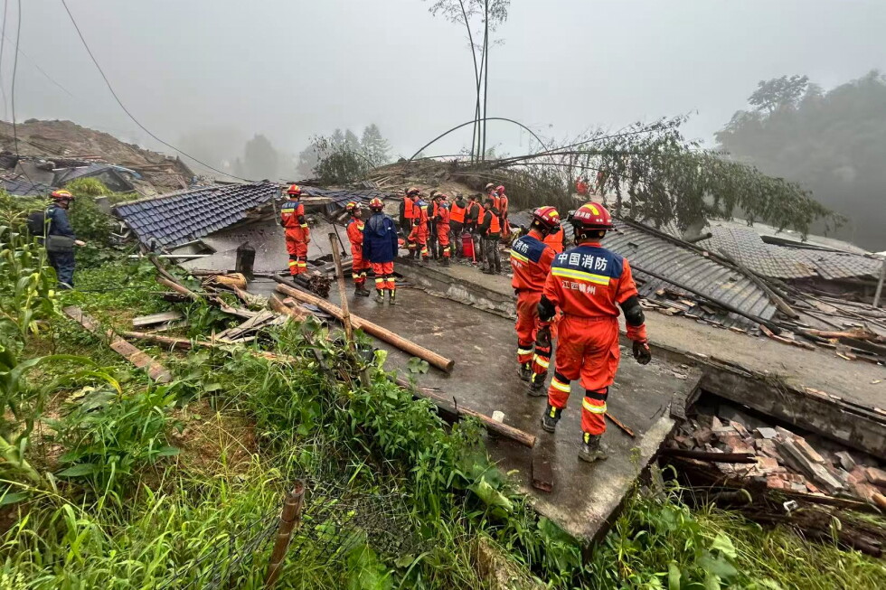Mudslide kills 2 and leaves 10 missing in China after heavy rain from tropical storm Saudel