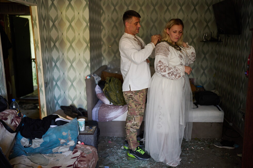 A Russian strike tore apart a couple’s home on the eve of their wedding. They still got married